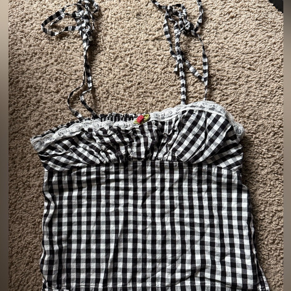 SOLD-Kimchi Blue Black and White Checkered Camisole
